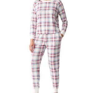 NWT Gap GapBody Women's Packaged Ribbed Printed Jogger Pajama Set - Multi Plaid